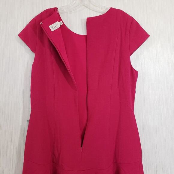NWT Eliza J stretch ruffle crepe berry short sleeve mini dress woman's size 16 - Picture 7 of 11